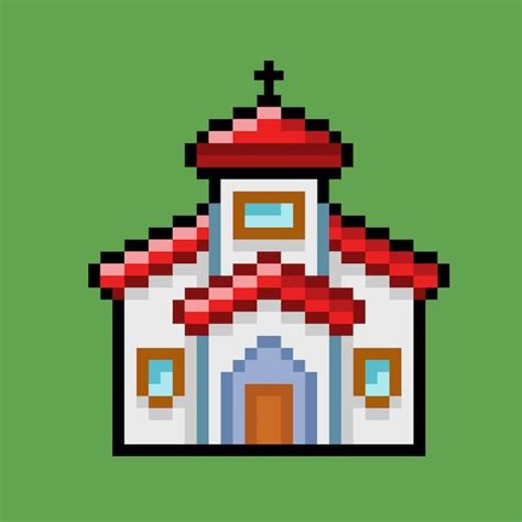 Premium Vector Church Building With Pixel Art Style