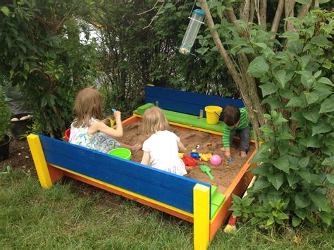 Sandpit with built in seats and lid - metric | Diy sandbox, Kids