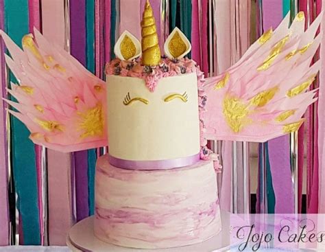 Unicorn Cake With Edible Wafer Paper Wings Unicorn Cake Wafer Paper