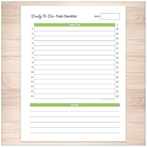 Printable Daily To Do Task Checklist Full Page Clean And Etsy To