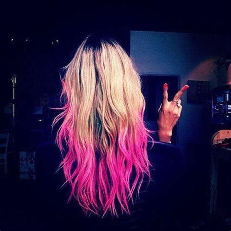 Long Blonde Hair Hot Pink Ombre Tips Rainbow Hair