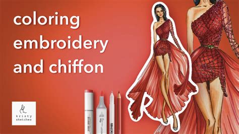 Fashion Illustration How To Draw An Embroidered Dress Youtube