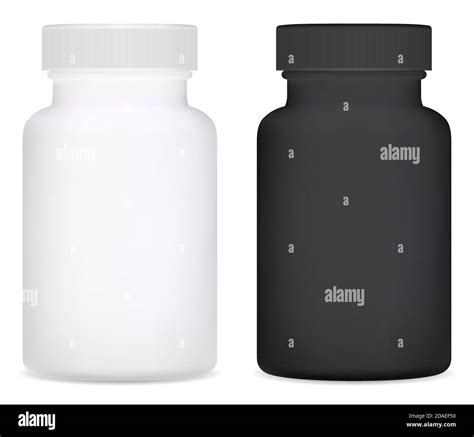 Supplement Bottle Plastic Vitamin Pill Bottle Vector Isolated In White
