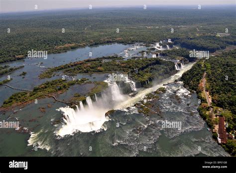Aerial View Of Iguassu Falls With Rainbow Iguassu National Park