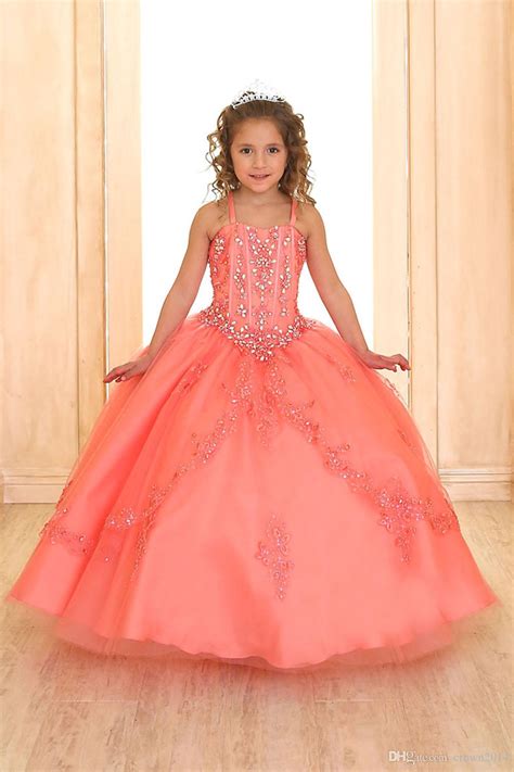 Coral Luxury Princess Ball Gown For Girls Pageant Dresses