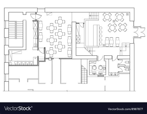 Standard office furniture symbols on floor plans Vector Image
