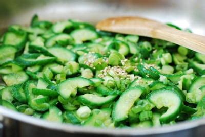 I seriously can just eat this with rice most days. Stir-fried Cucumbers (Oi Bokkeum) - Korean Bapsang