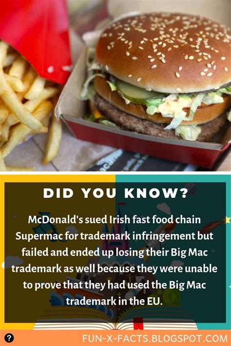 Interesting Fact Mcdonald S Sued Irish Fast Food Chain Supermac For Trademark Infringement