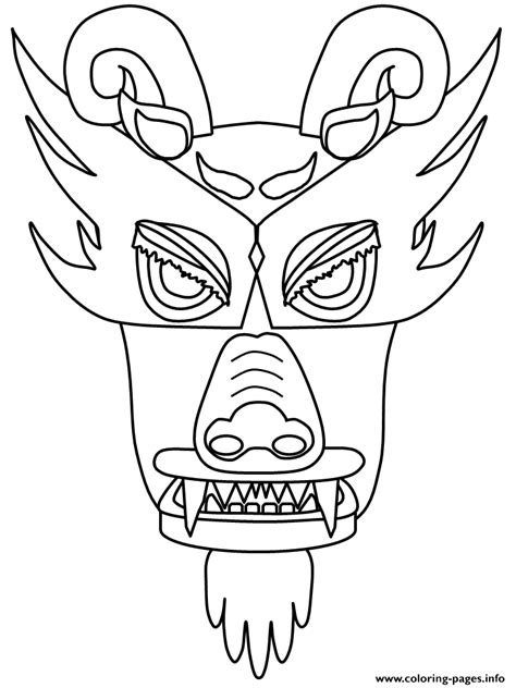 Chinese Dragon Face Coloring Page Printable