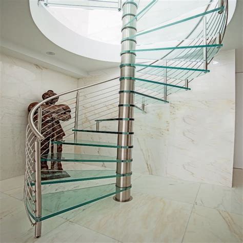 Customized Spiral Stairs Railing Balustrade Spiral Staircase With Glass