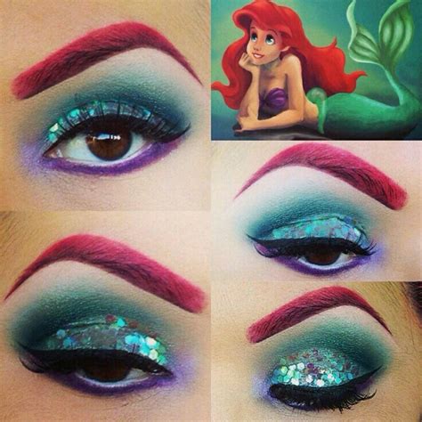 The Little Mermaid Themed Glitter Eyeshadow Look Little Mermaid