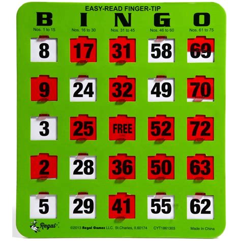 Regal Games 10 Jumbo Easy Read Green Fingertip Shutter Slide Bingo