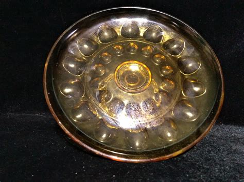 Vintage Hazel Atlas Gold Amber Thumbprint Eldorado Circles Dot Glass