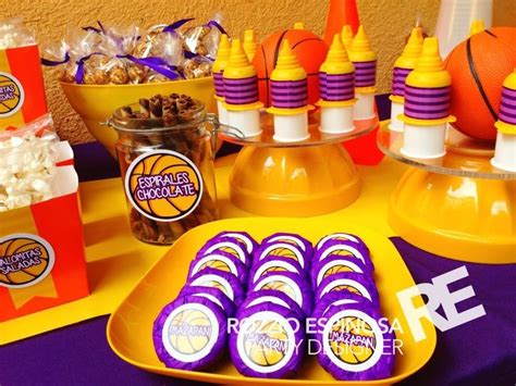 Sweet And Snack Table Basketball Lakers Birthday Party Goodie Bags