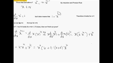 prove derivative of x n nx n 1 by induction and product rule youtube