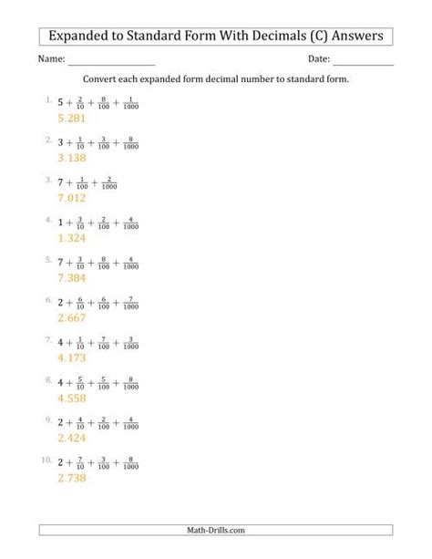 Converting Expanded Form Decimals Using Fractions To Standard Form 1