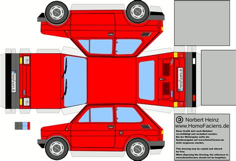 Papercraft Car Papercraft Car Template Fiat 126 Printable Papercrafts