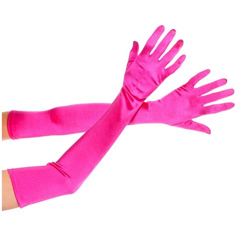 Extra Long Satin Gloves Adult Costume Accessory Hot Pink