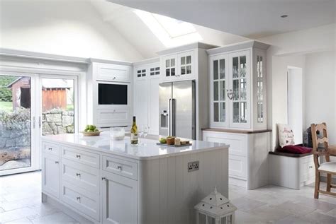 Popular white kitchen cabinets gleam with pizzazz, do you agree? grey porcelain floor granite worktop white shaker kitchen ...