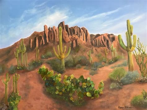 Desert Painting Superstition Mountains Arizona Painting Xl Etsy