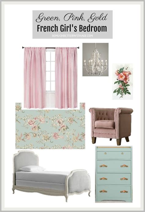 The latest trend in girls' bedroom design has a decidedly parisian accent. Green, Pink and Gold French Girl's Bedroom | Pink bedroom ...