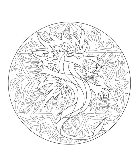 Mandala Dragon 5 Mandalas Adult Coloring Pages