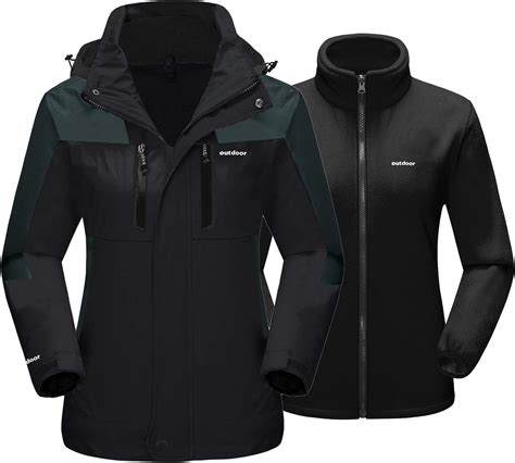tacvasen womens 3 in 1 jackets waterproof hiking jacket ladies fleece winter warm snow ski coat