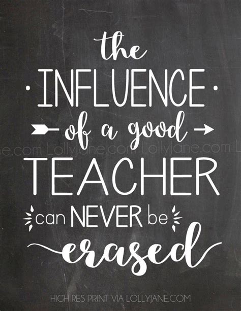 The Influence Of A Good Teacher Can Never Be Erased Quote Etsy
