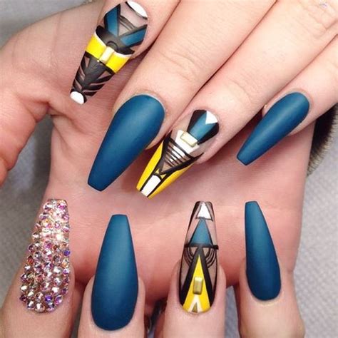 Dragons green manicure with glitter design 7) gloss gold and tailored rhinestone … 97 Inspiring Coffin Nail Ideas to Try This Year