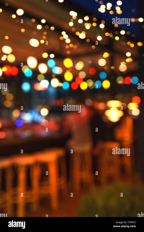 Blurred Background Of People Sitting At Restaurant Bar Or Night Club