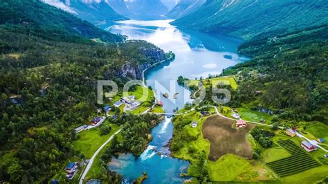 Beautiful Nature Norway Natural Landscape Aerial Footage Lovatnet Lake