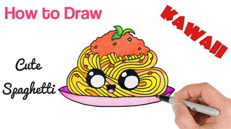 How To Draw Spaghetti Pasta Cute Kawaii Food Drawing Youtube