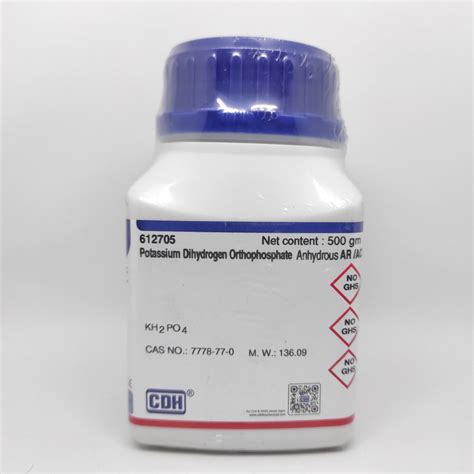 CDH Potassium Dihydrogen Ortho Phosphate Anhydrous AR ACS 500 Gram