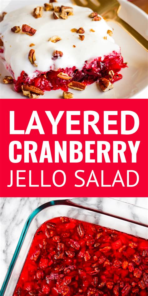 Cranberry jellied salad (serves 12) 1 (14 oz.) canned jellied cranberry sauce 2 (3 boxes flavored raspberry jello 1 cup (8 oz.) sour cream 1 cup walnuts or pecans, chopped 2. Cranberry Salad Recipe -- To be honest, this easy ...
