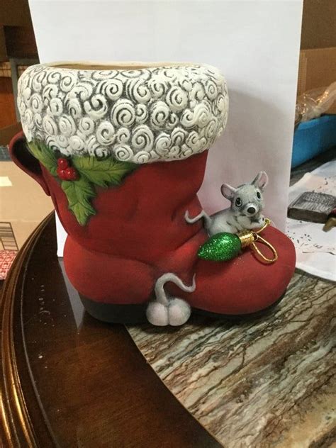 Santa Boot With Mice Unpainted Please Read Policies Before Etsy Ready To Paint Ceramics