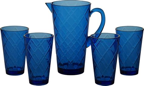 Cobalt Blue Acrylic Drinkware Set Set Of 5 5 Piece Home