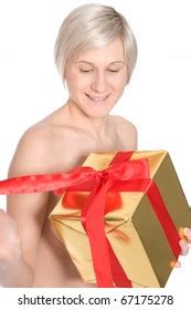 Naked Girl Studio Christmas Gift Stock Photo 67175278 Shutterstock