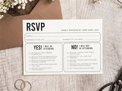 Funny Printable Wedding Rsvp Card Editable Wedding Rsvp Etsy
