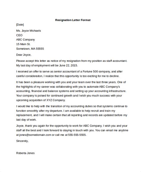 Free Employee Resignation Letter Format In Word
