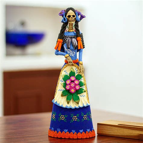 Hand Painted Ceramic Catrina Statuette La Catrina Maria Novica