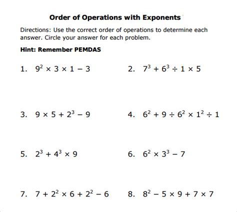 Https://techalive.net/worksheet/order Of Operations Worksheet With Exponents