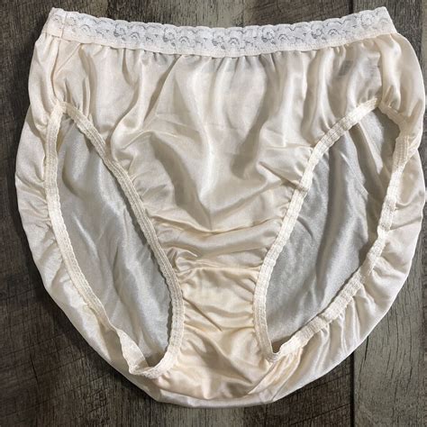 vintage hanes women s nylon lace trim panties ivory s… gem