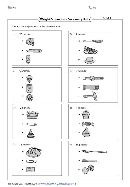 Weight Worksheets