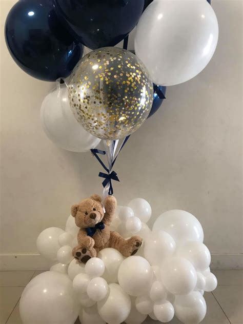 Welcome Baby Balloons Teddy On Clouds Bubble Moo Balloons