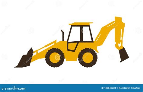 Icon Backhoe Loader Construction Machinery Vector Illustration Sleek