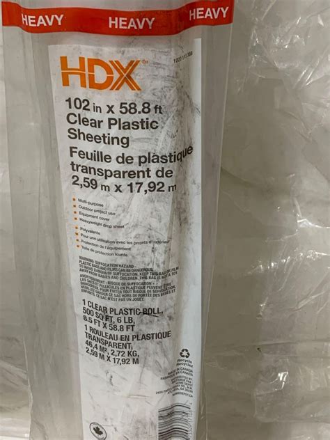 Hdx Heavy 102in X 588ft Clear Plastic Sheeting 1 Clear Plastic Roll