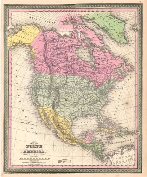 North America Antique Map Desilver 1854 North America Map Vintage