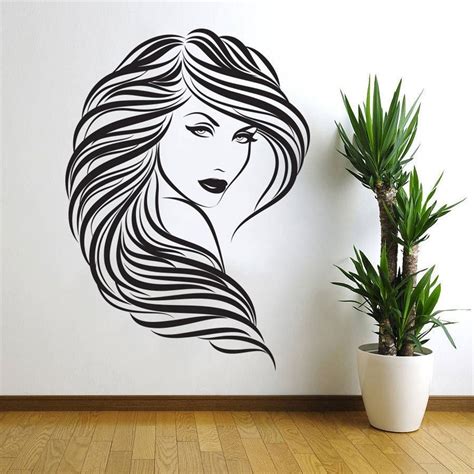 Popular Beauty Hair Salon Wall Decal Vinyl Wall Art Sticker Woman Face