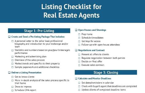 Real Estate Template Real Estate Printable Real Estate Checklist Checklist For Real Estate Agent