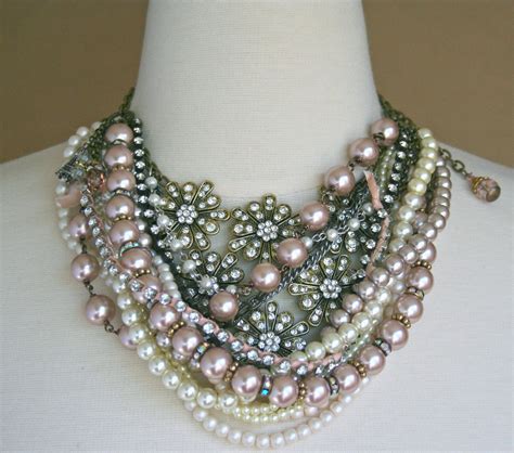Bridal Pearl Bib Necklace Tangled Pearl By Lavenderfields62